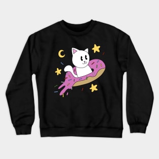 Cat Donut Spaceship Crewneck Sweatshirt